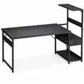 Bureau de Jeu LED RGB avec Tiroirs et Étagères, Réversible pour Casque, 120×48 cm, Noir