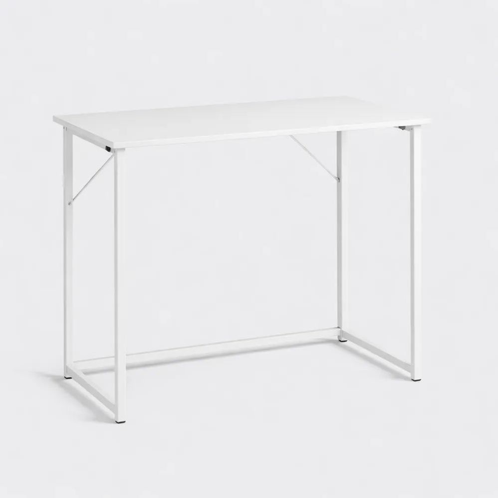 Table d'Ordinateur Pliante Compacte pour Bureau à Domicile, Facile à Assembler, 80 x 46 x 74 cm - Blanc