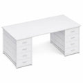 Bureau Blanc avec Rangement et Tiroirs en Tissu, 120x48cm