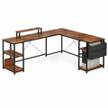 Bureau d'angle modulable avec étagère réglable et accessoires