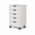 Caisson de Bureau Roulettes 5 Tiroirs Pin Blanc