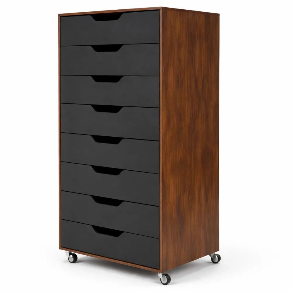Caisson de Bureau Roulettes 7 Tiroirs de Rangement en Bois