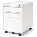 Caisson Mobile Verrouillable 3 Tiroirs en métal pour bureau, blanc