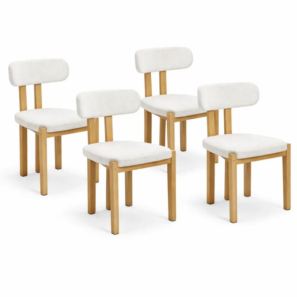 Ensemble de 4 Chaises en Métal et Tissu Bouclette pour salle à manger