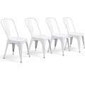 Chaises de Salle à Manger Empilables Style Industriel, Lot de 4, Couleur Blanche