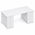 Bureau Blanc avec Rangement et Tiroirs en Tissu, 120x48cm