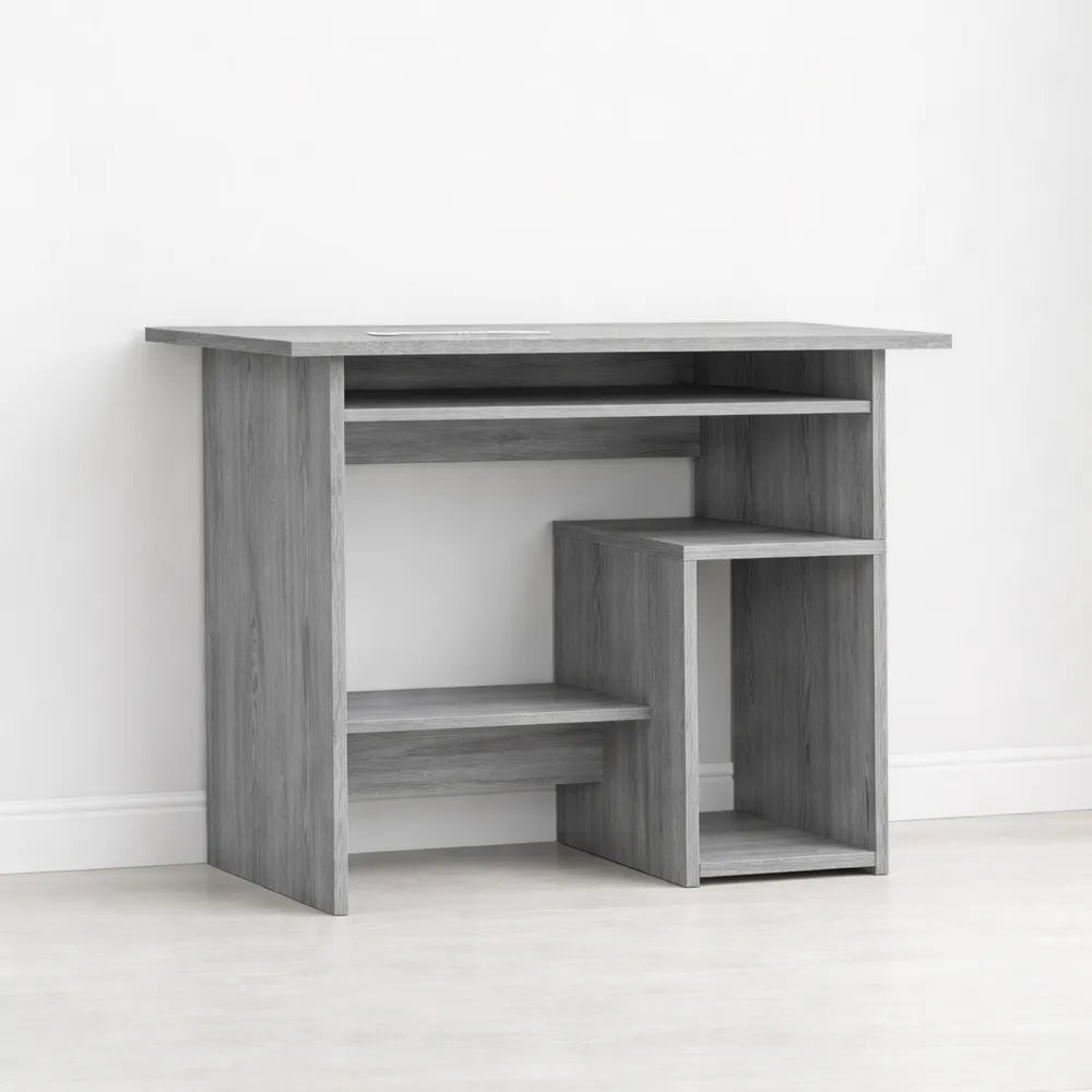 Bureau compact gris en bois d'ingénierie, 80x45x74 cm, table d'étude et informatique