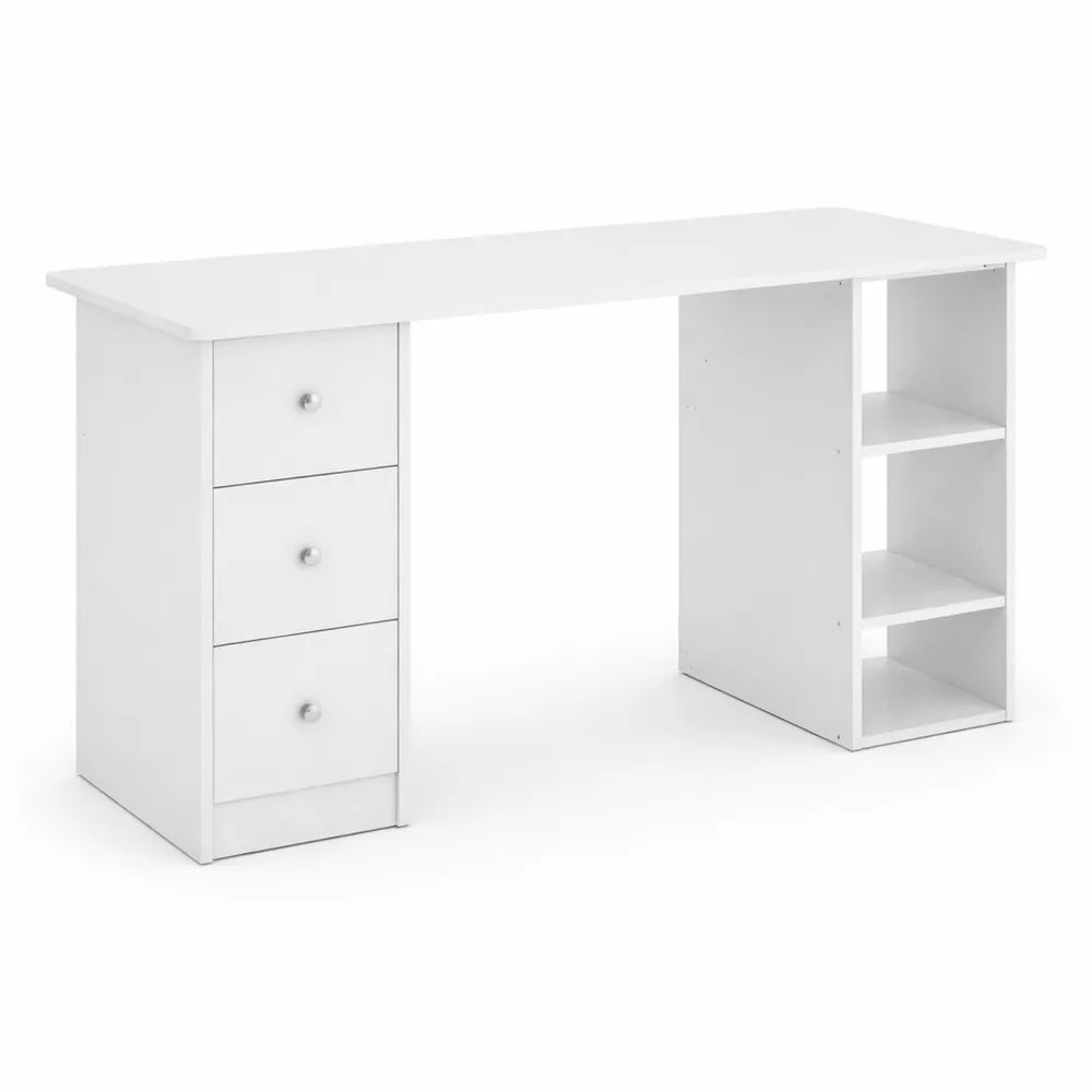 Bureau Moderne avec Rangement Multiple, Blanc, 120 x 49 x 72 cm