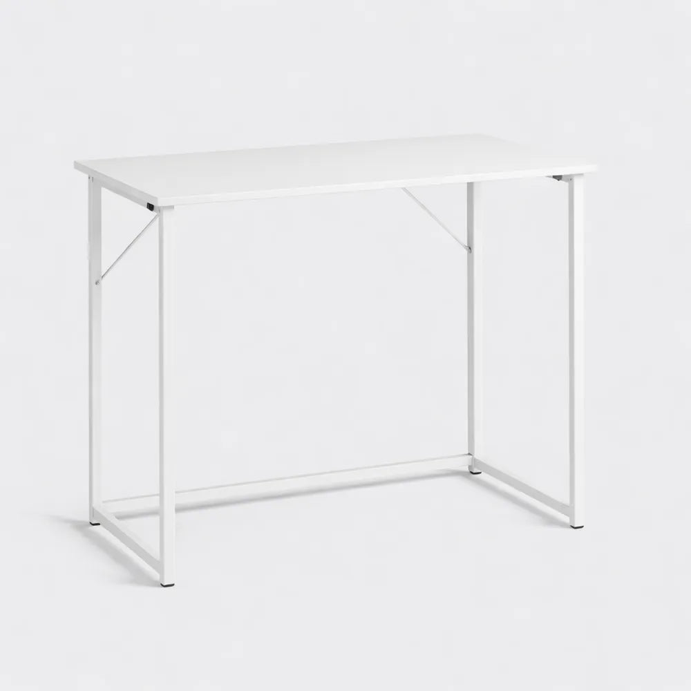 Table d'Ordinateur Pliante Compacte pour Bureau à Domicile, Facile à Assembler, 80 x 46 x 74 cm - Blanc