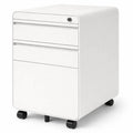 Caisson mobile verrouillable à 3 tiroirs en métal pour bureau, blanc