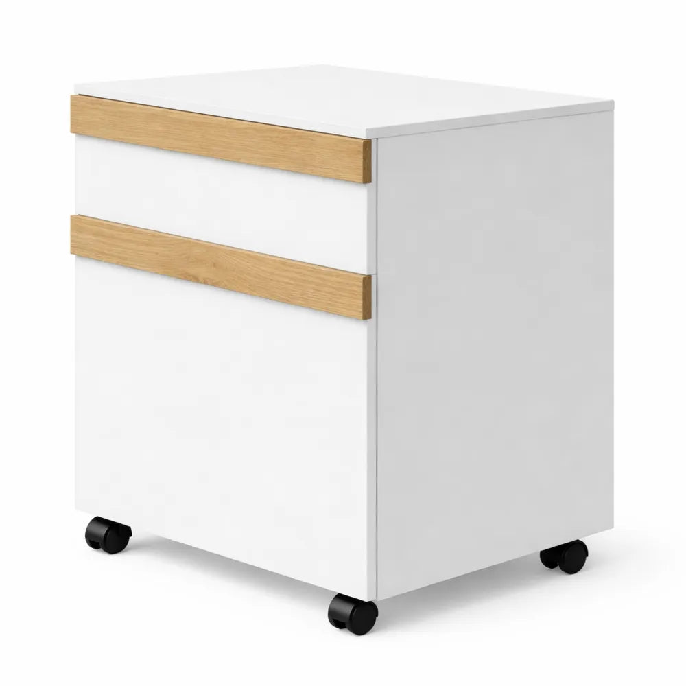 Caisson de Bureau Mobile avec Tiroirs et Trieur à Dossiers Blanc