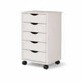 Caisson de Bureau à Roulettes avec 5 Tiroirs en Pin Blanc
