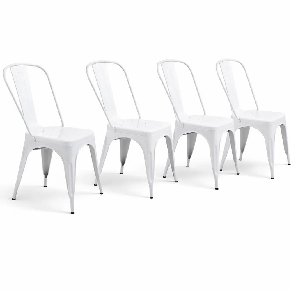 Chaises de Salle à Manger Empilables Style Industriel, Lot de 4, Couleur Blanche