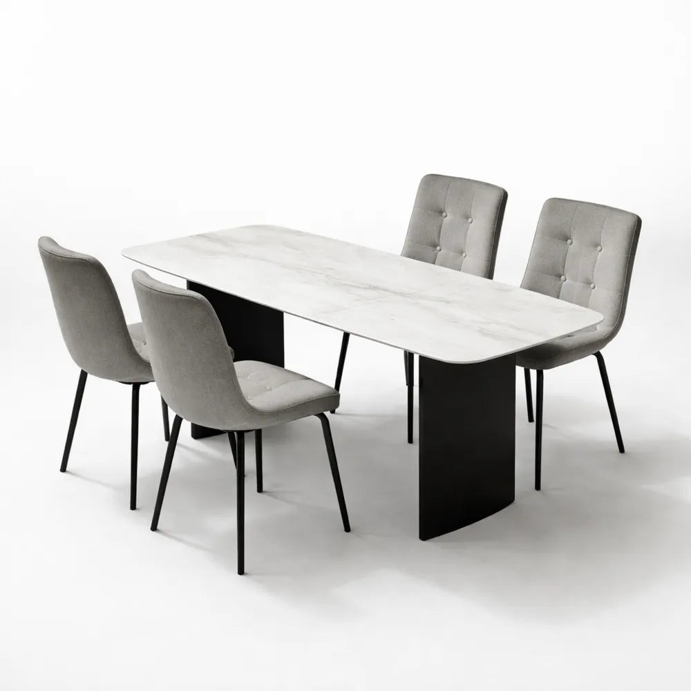 Ensemble de 4 chaises en velours pour salle à manger, dossier haut