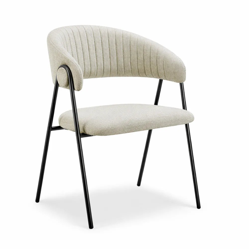 Ensemble de 4 chaises rembourrées pour salle à manger moderne avec accoudoirs en acier