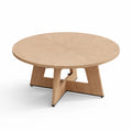 Table ronde 120 cm, pour 4 personnes, bois chêne, base croisée