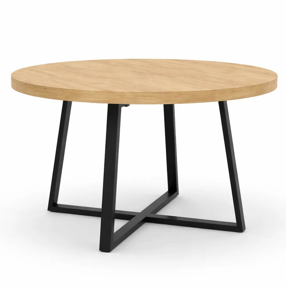 Table à Manger Ronde pour 4-6 Personnes en Bois et Noir, 110 cm